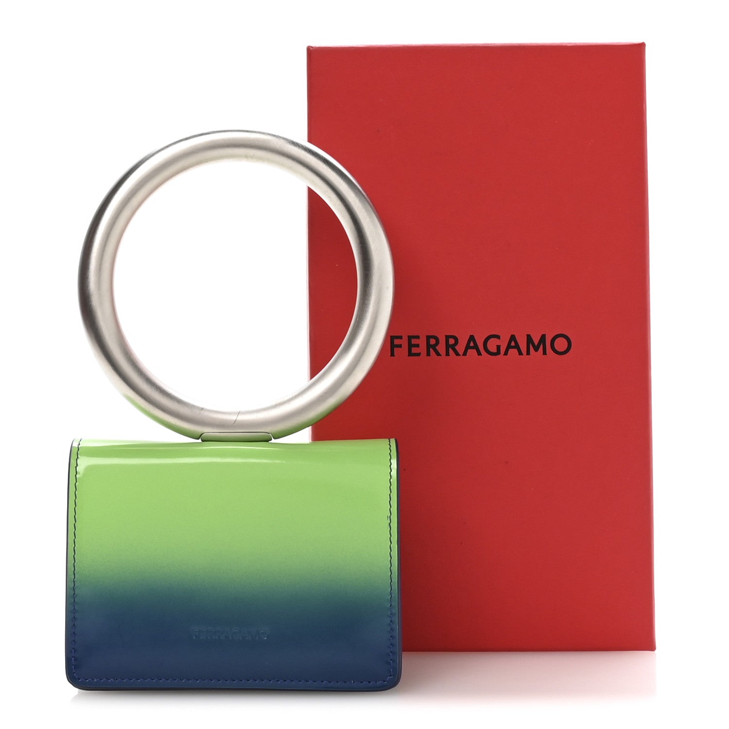 Salvatore Ferragamo Smooth Airbrushed Calfskin Micro Pouch Lime
