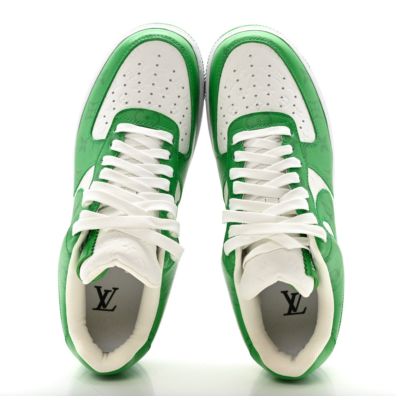 Louis Vuitton X NIKE AIR FORCE 1 Calfskin Monogram Mens Low Top Sneakers 8 Green 2 of 10