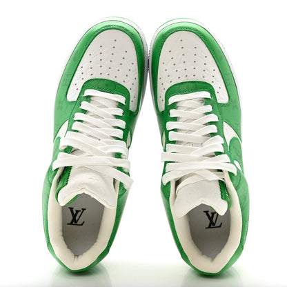 Louis Vuitton X NIKE AIR FORCE 1 Calfskin Monogram Mens Low Top Sneakers 8 Green 2 of 10