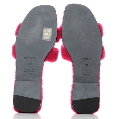Hermes Woolskin Oran Sandals 38 Rose Fuchsia 5 of 9