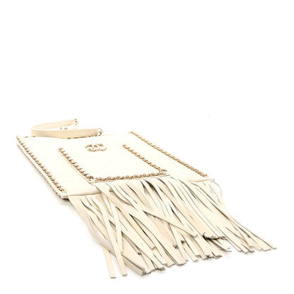 Chanel Calfskin Quilted Fringe Small Shopping Bag White 4 of 10