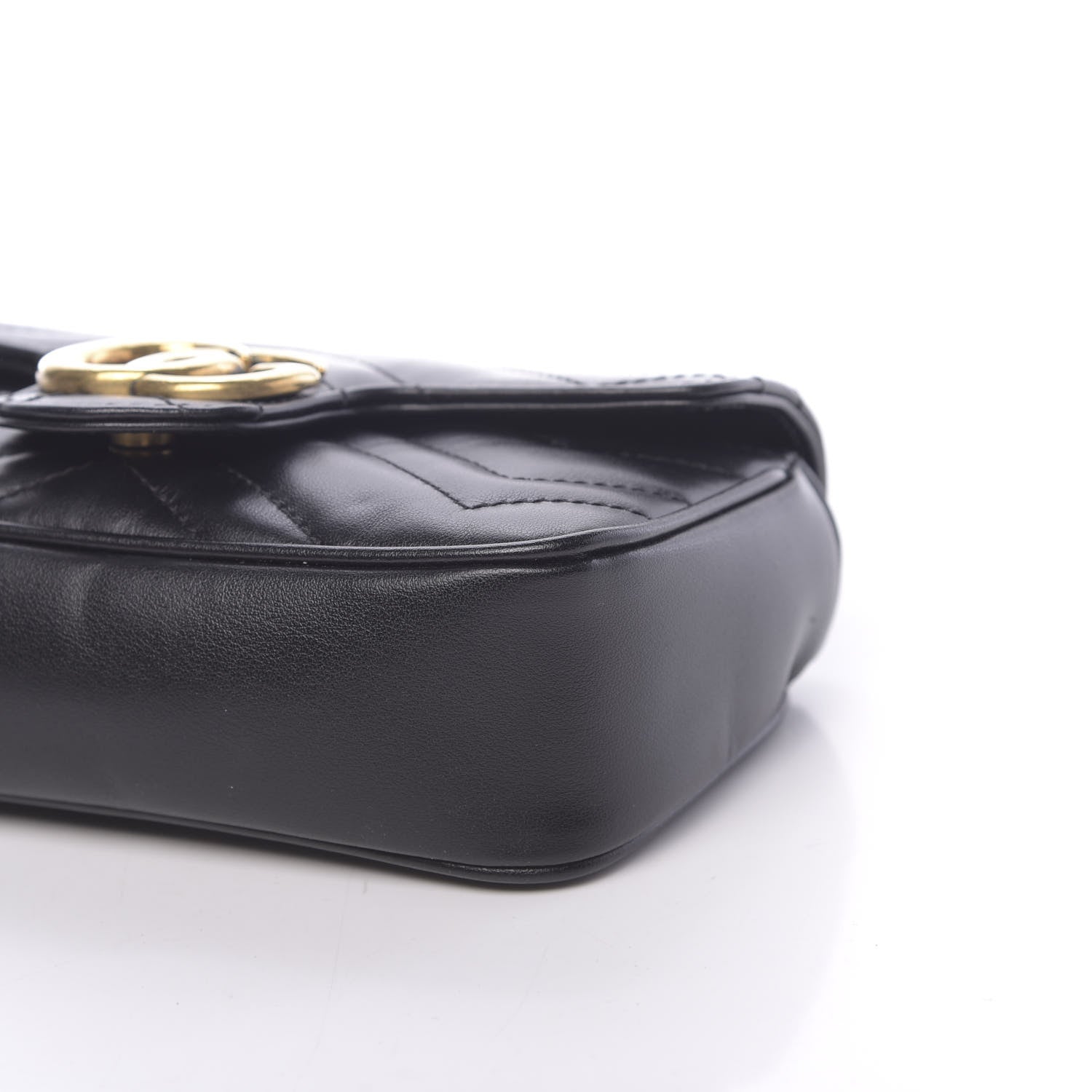 Gucci Calfskin Matelasse Super Mini GG Marmont Shoulder Bag Black 9 of 11