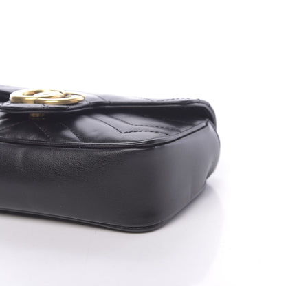 Gucci Calfskin Matelasse Super Mini GG Marmont Shoulder Bag Black 9 of 11