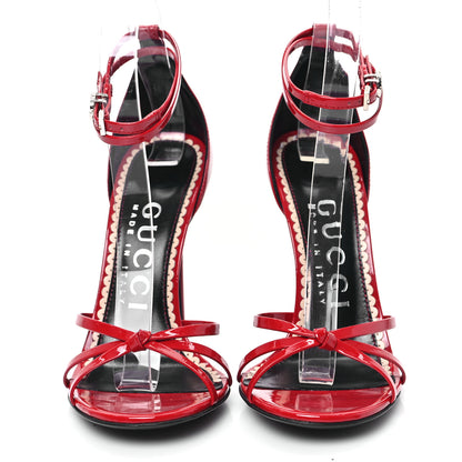Gucci Patent Crystal Double G Ankle Wrap Sandals 36 Red 2 of 7