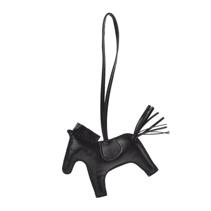 Hermes Milo Lambskin Grigri Rodeo Horse Bag Charm MM So Black 1 of 3