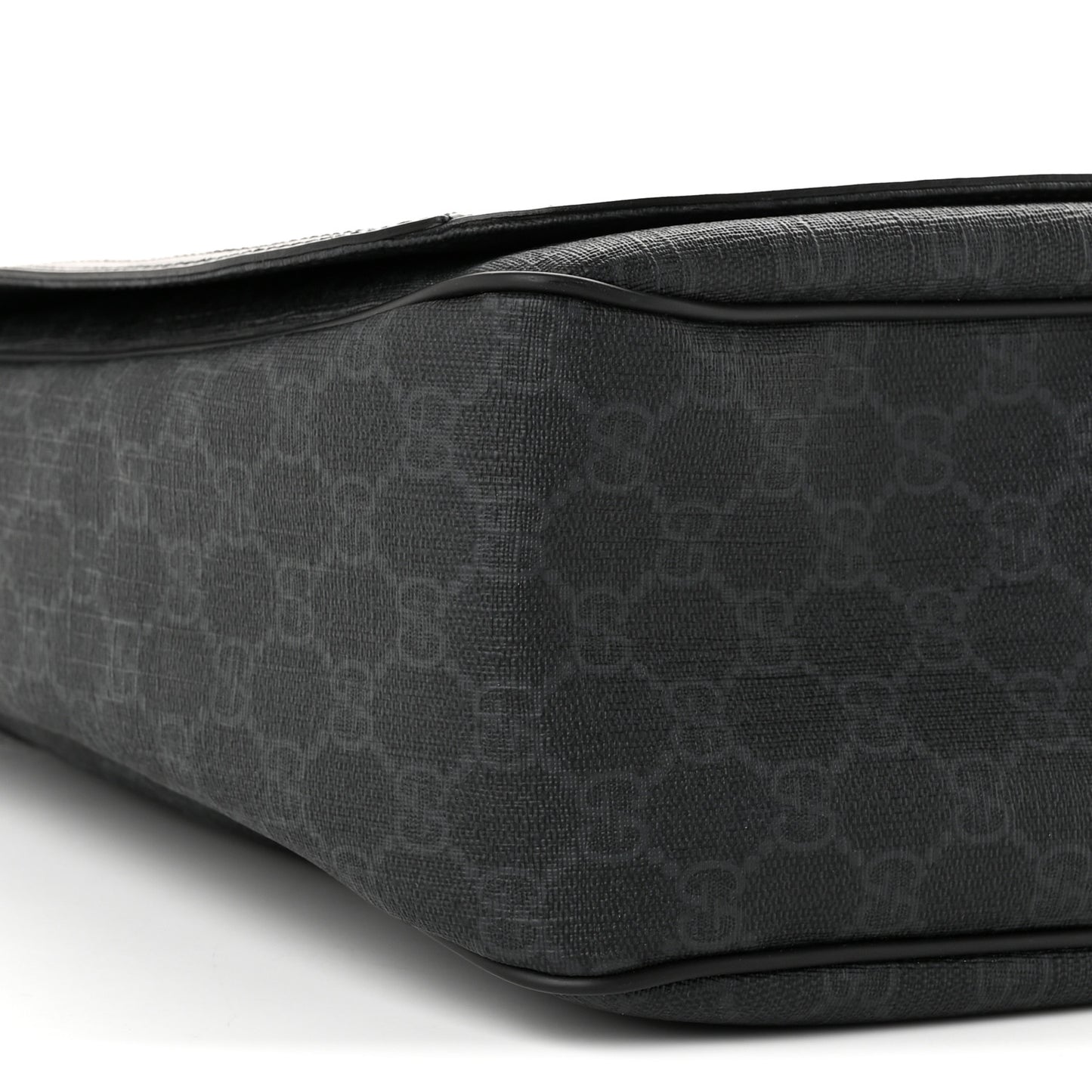 GG Supreme Monogram Flap Messenger Bag Black Grey