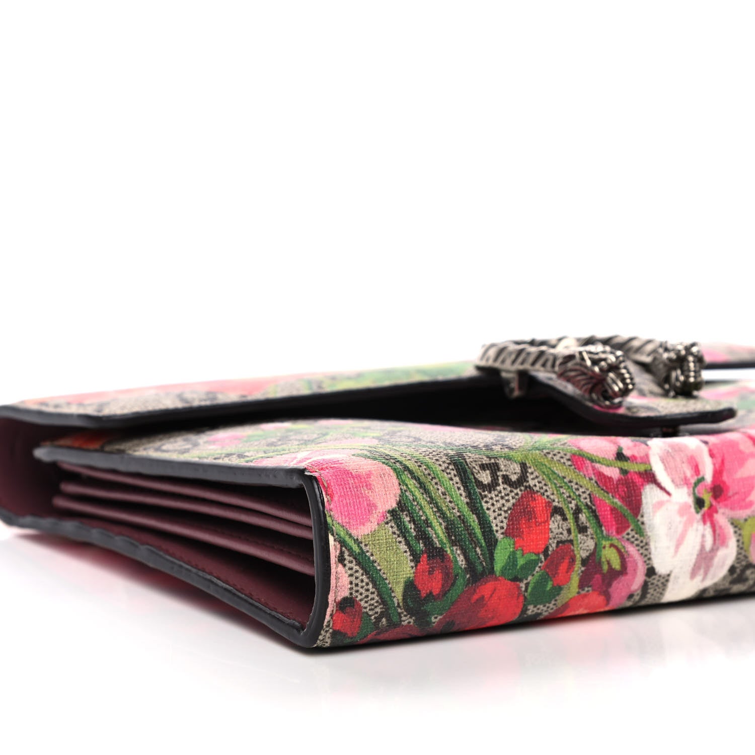 Gucci GG Supreme Monogram Blooms Mini Dionysus Chain Wallet Beige Multicolor Dry Rose 9 of 11