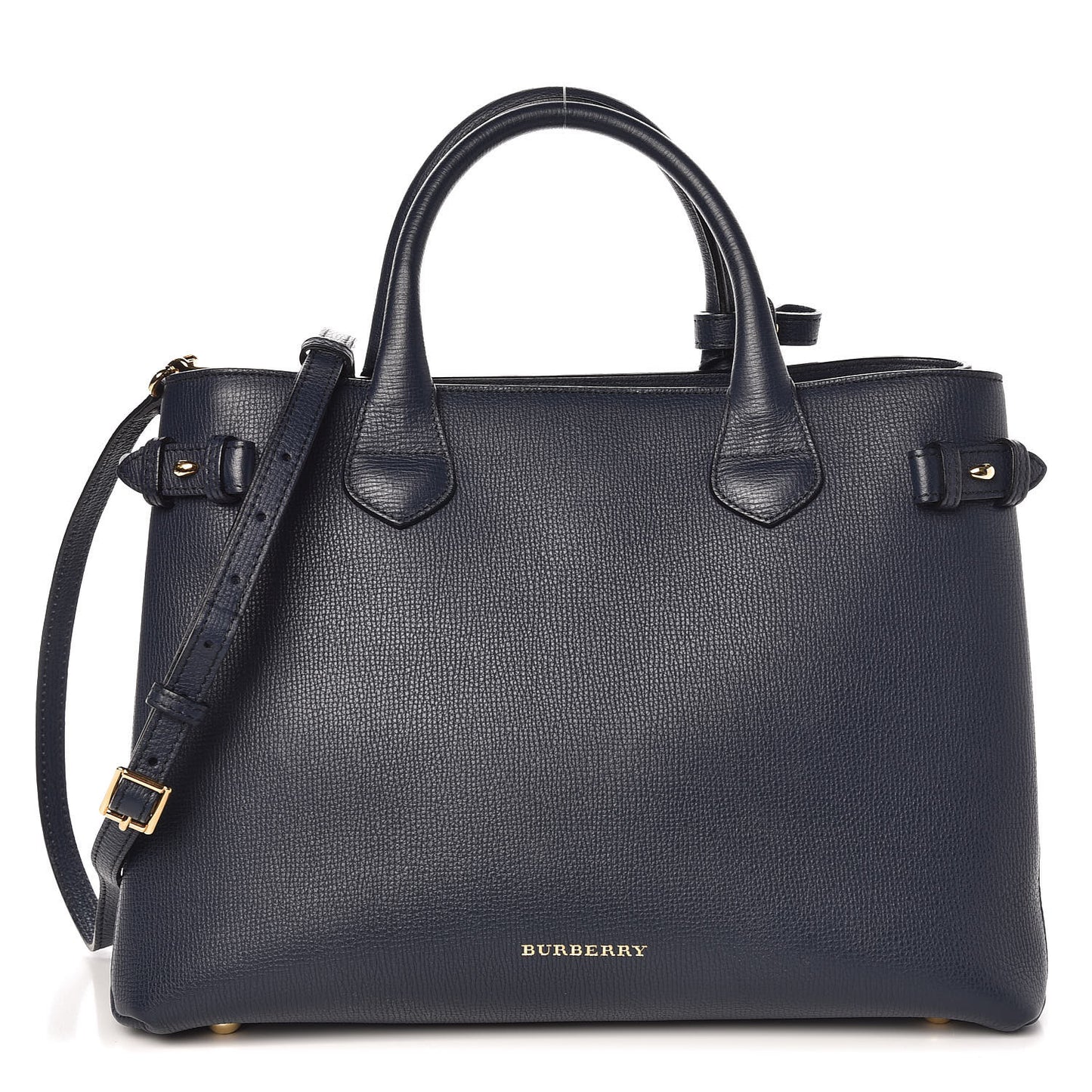 Grainy Calfskin House Check Medium Banner Tote Ink Blue