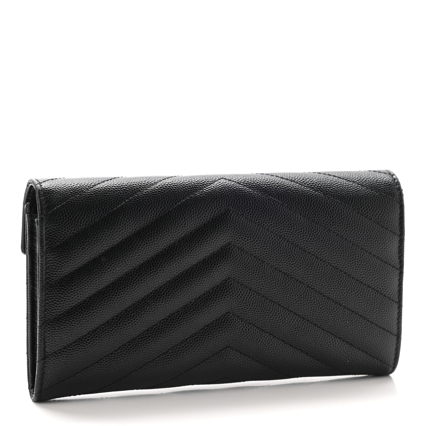 Grain De Poudre Matelasse Chevron Monogram Flap Wallet Black