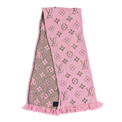 Louis Vuitton Wool Silk Logomania Shine Scarf Pink 2 of 3