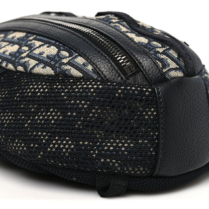 Christian Dior Grained Calfskin Oblique Scarab Sling Bag Blue Black 8 of 9