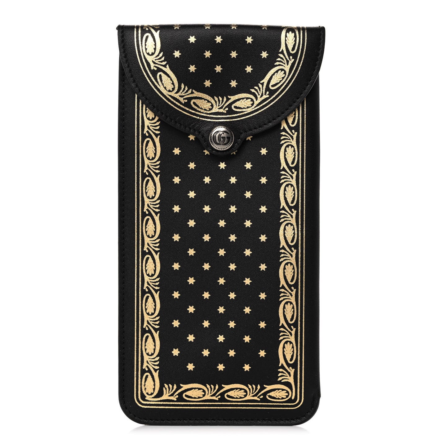 X SEGA Calfskin GUCCY Stars Sunglasses Case Black Gold