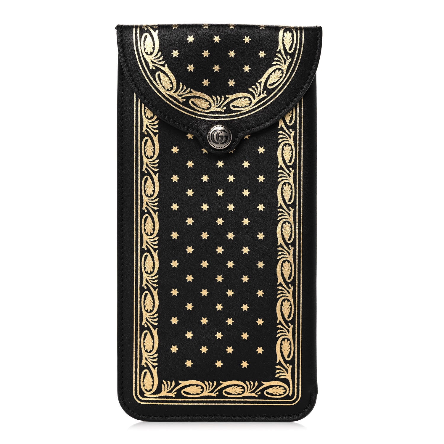 Gucci X SEGA Calfskin GUCCY Stars Sunglasses Case Black Gold 1 of 8