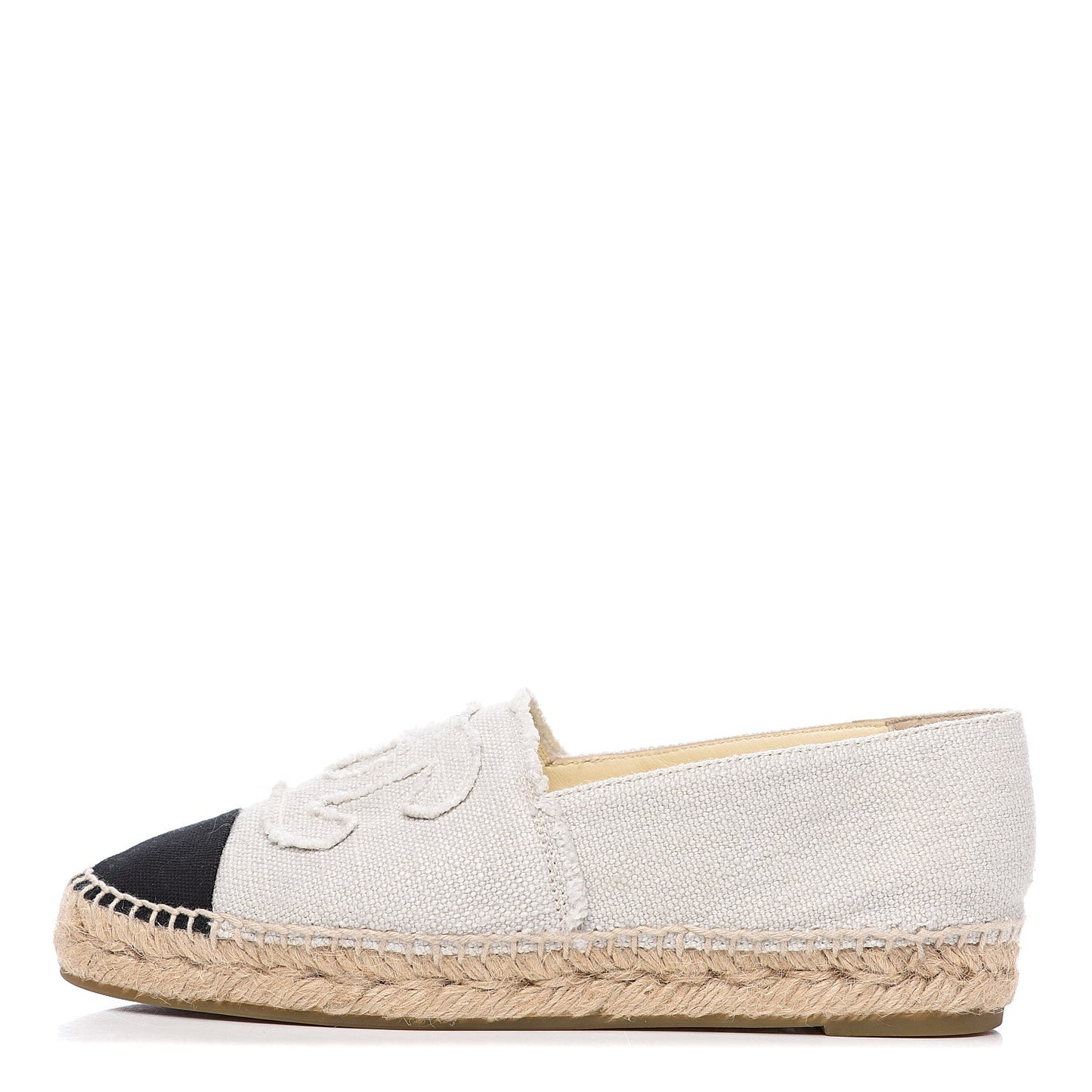 Linen CC Espadrilles 36 Beige Black