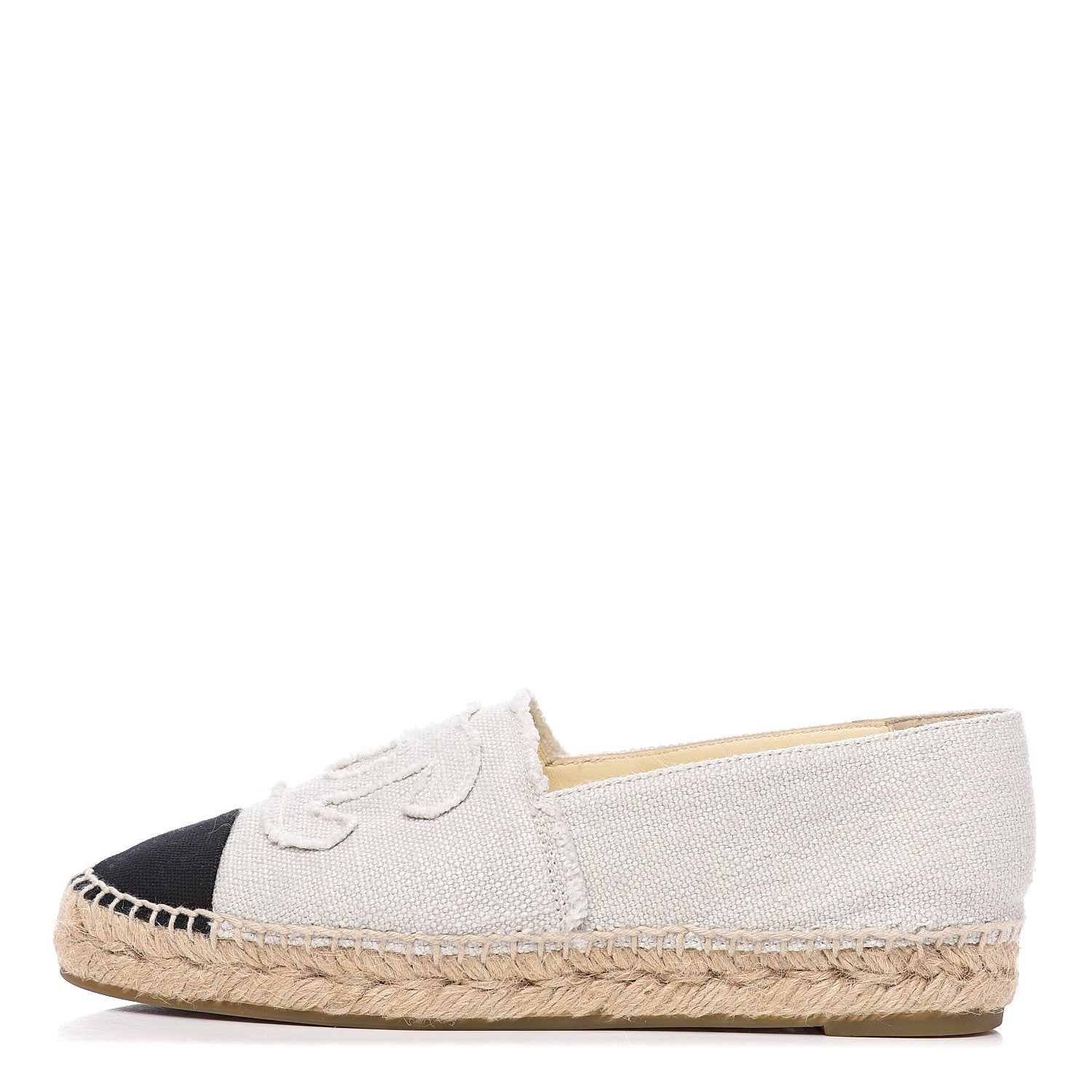 Chanel Linen CC Espadrilles 36 Beige Black 1 of 11