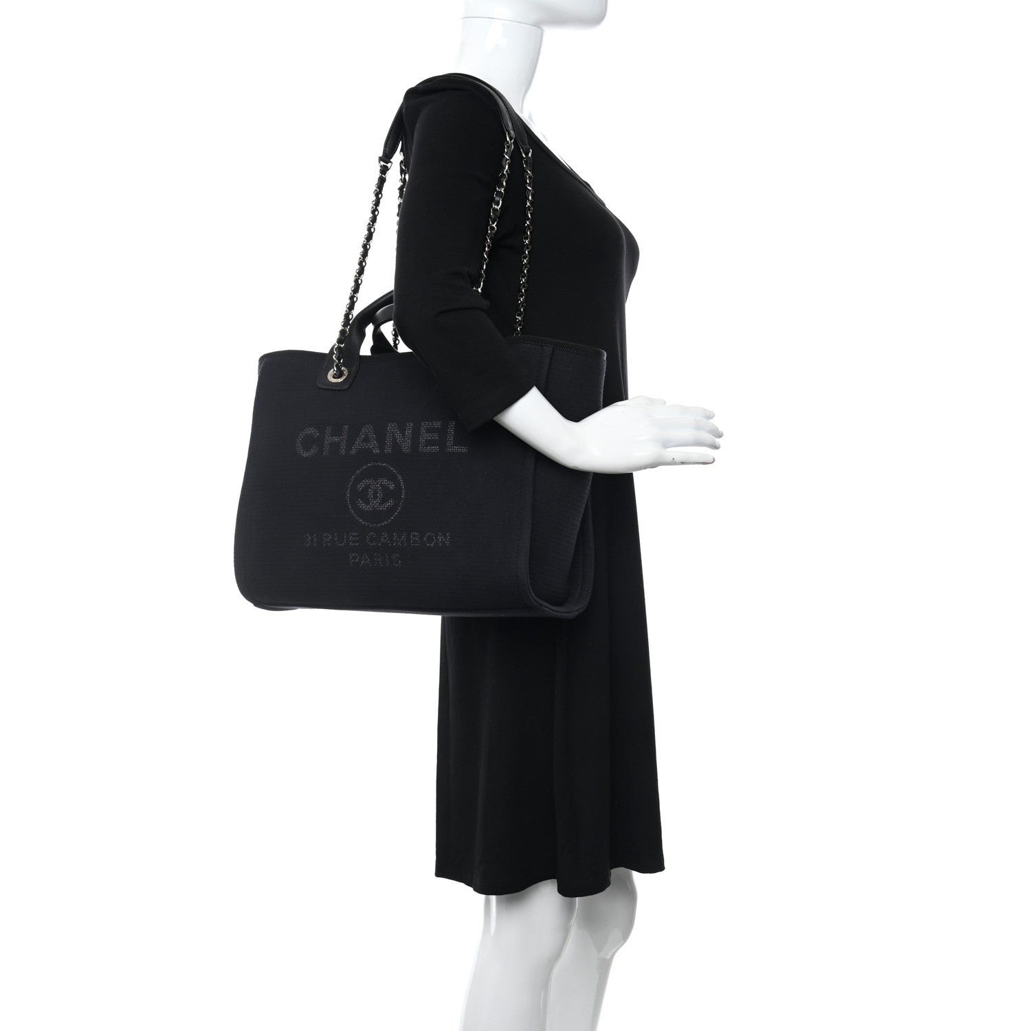 Chanel Mixed Fibers Small Deauville Tote Black 2 of 12