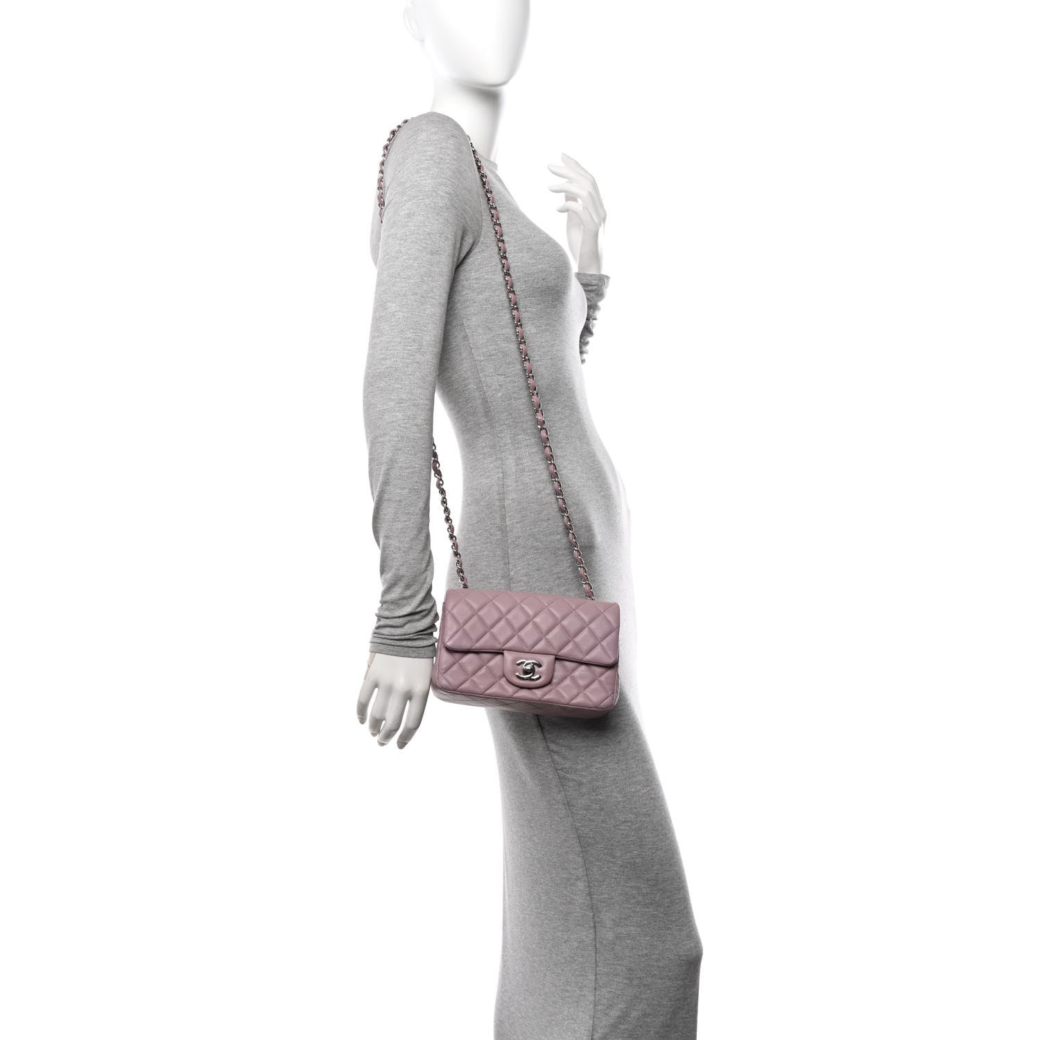 Chanel Lambskin Quilted Mini Rectangular Flap Light Purple 2 of 11