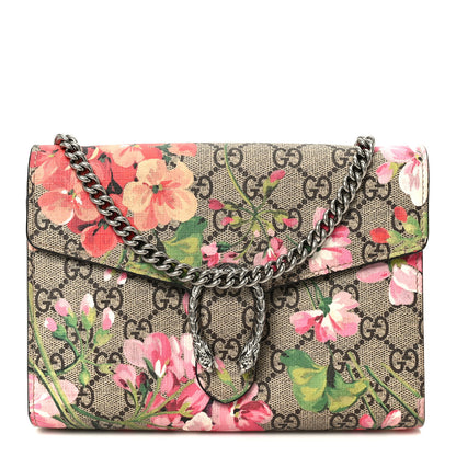 Gucci GG Supreme Monogram Blooms Mini Dionysus Chain Wallet Beige Multicolor Dry Rose 1 of 9