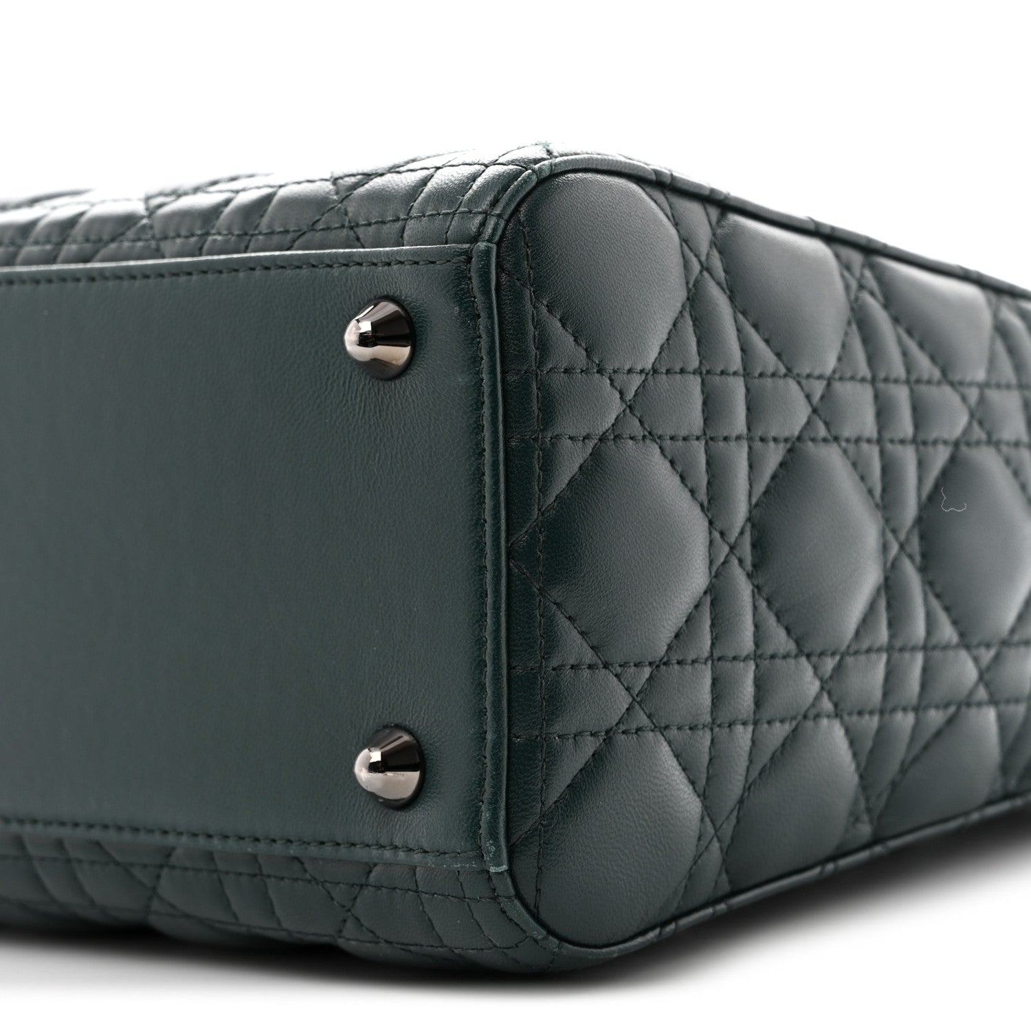 Christian Dior Lambskin Cannage Large Lady Dior Dark Green 10 of 13