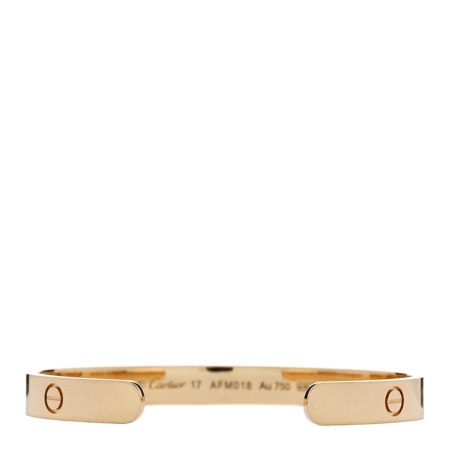18K Yellow Gold LOVE Cuff Bracelet 17