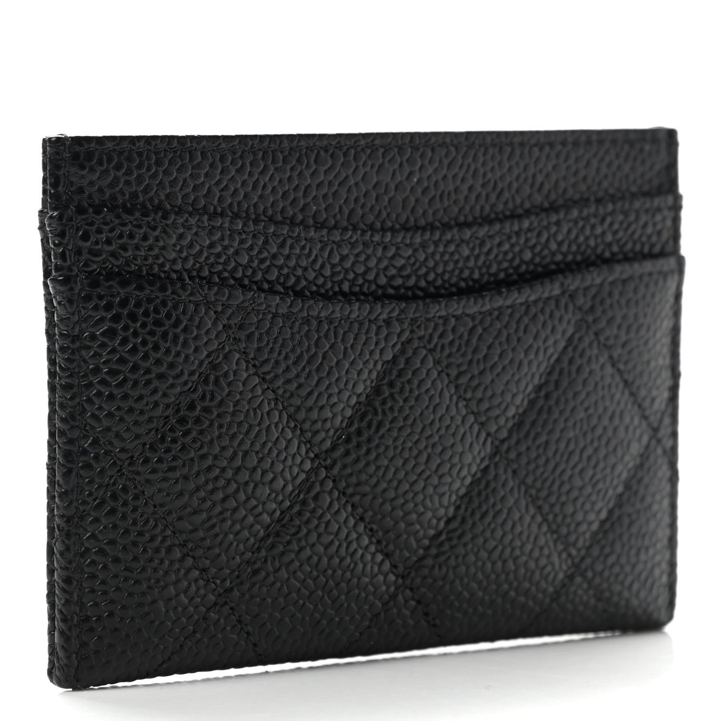 Caviar Quilted Card Holder Black