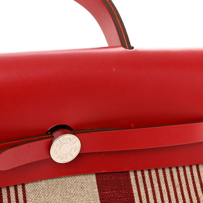 Hermes Vache Hunter Toile H Vibration Herbag a Dos Retourne Backpack Bordeaux Ficelle Rouge Piment 13 of 13