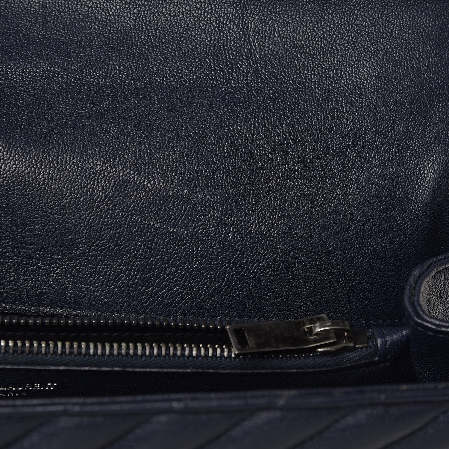 Saint Laurent Sheepskin Matelasse Chevron Monogram Large College Satchel Navy Blue 10 of 16