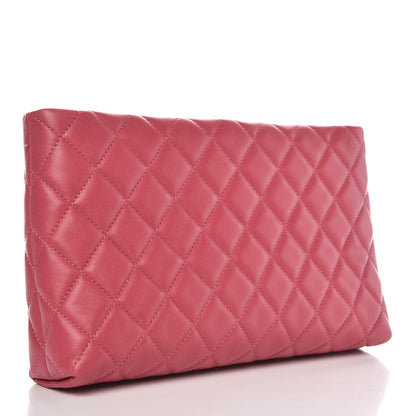 Chanel Lambskin Quilted Clutch Pink 3 of 8