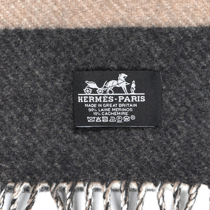 Hermes Cashmere Wool Brides De Gala Plaid Blanket Gris Perle 4 of 4