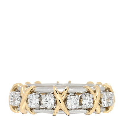 Tiffany Platinum 18K Yellow Gold Diamond Schlumberger Sixteen Stone Ring 56 7.5 4 of 5