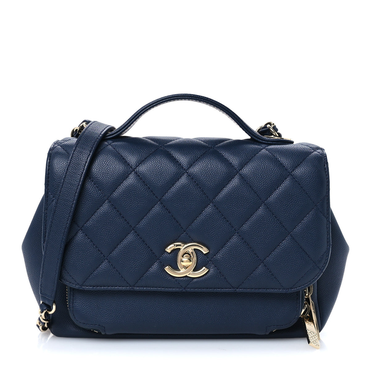 Caviar Quilted Small Business Affinity Flap Navy