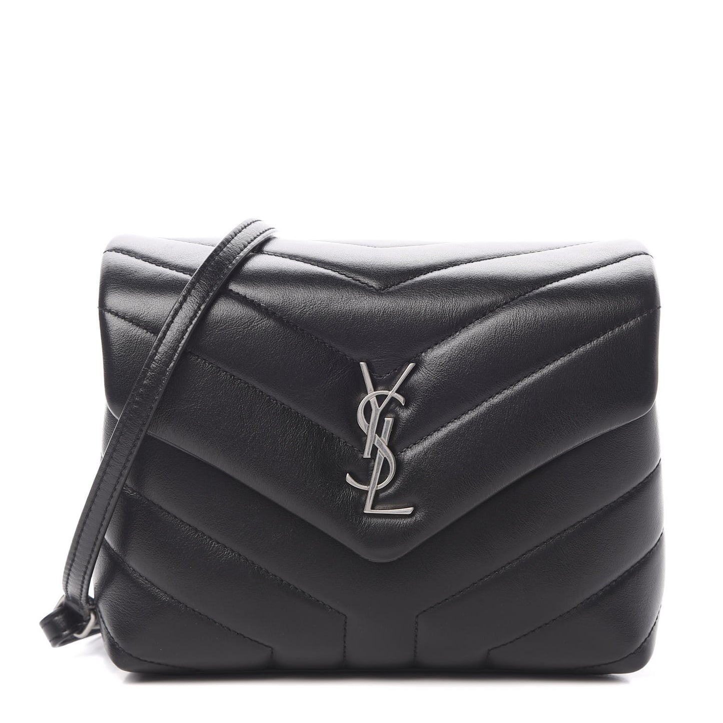 Calfskin Y Quilted Monogram Toy Loulou Crossbody Bag Black
