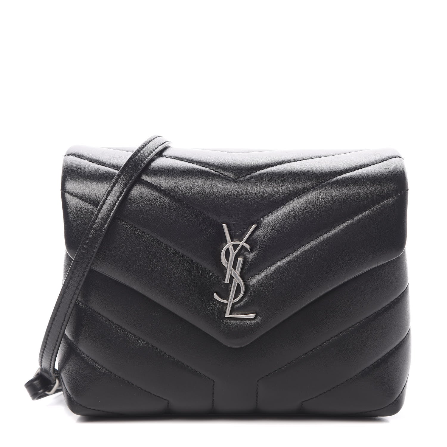 Saint Laurent Calfskin Y Quilted Monogram Toy Loulou Crossbody Bag Black 1 of 11