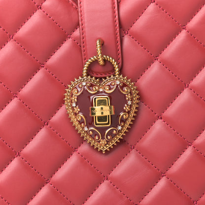 Dolce & Gabbana Calfskin Quilted Heart Shoulder Bag Red 9 of 10