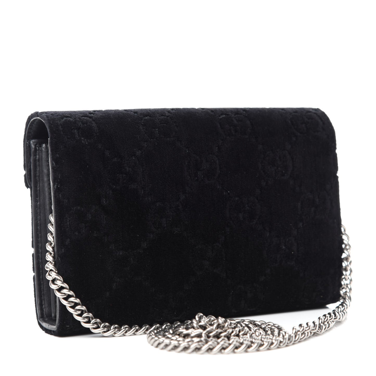 Velvet GG Monogram Mini Dionysus Chain Wallet Black