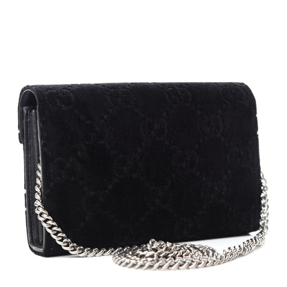 Gucci Velvet GG Monogram Mini Dionysus Chain Wallet Black 3 of 10