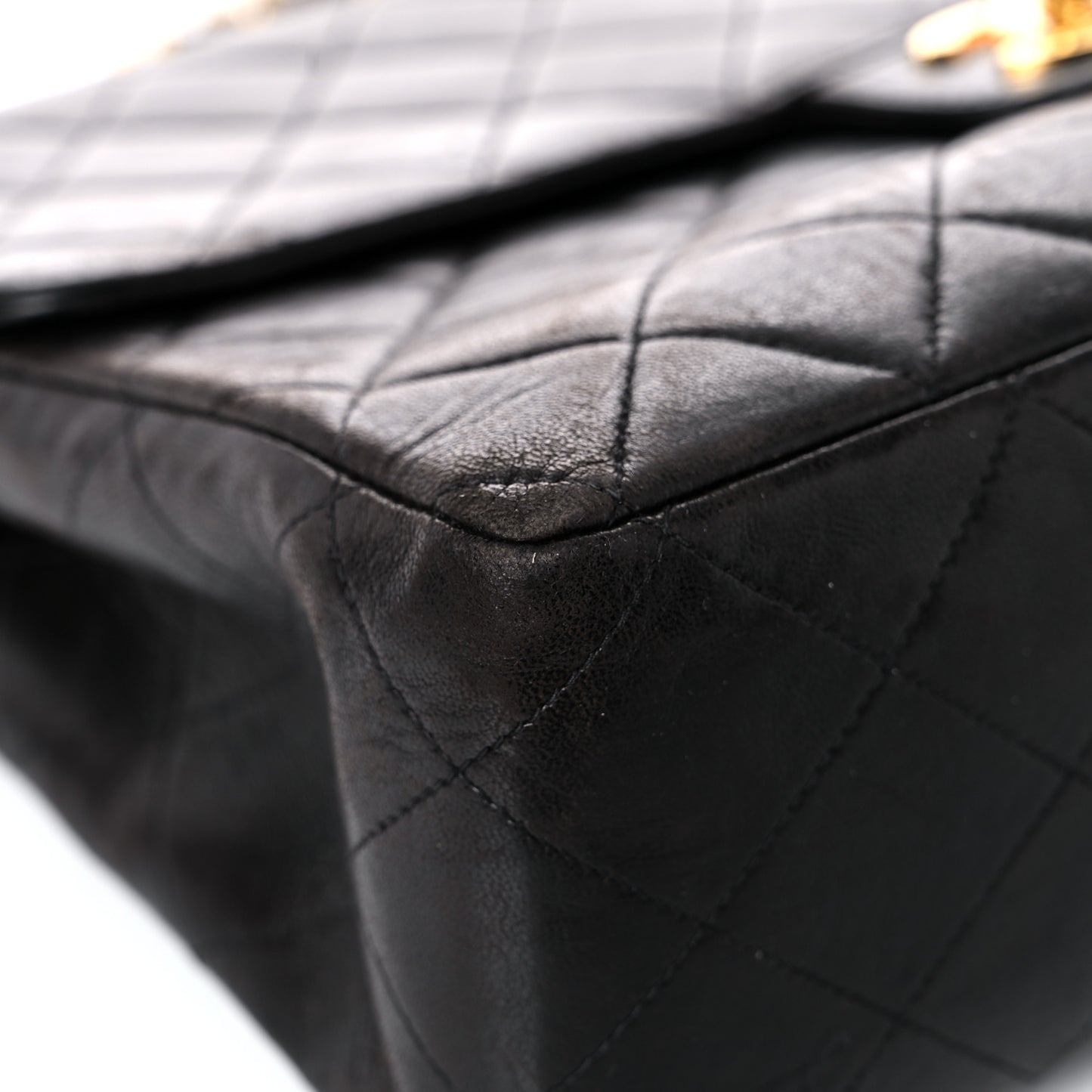 Lambskin Quilted Jumbo Single Flap Black