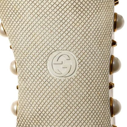 Gucci Calfskin Ayers Web Pearl Studded Womens Ace Sneakers 37 White 8 of 11