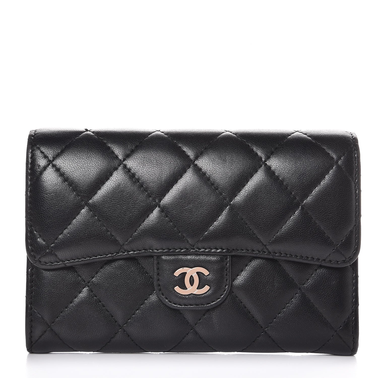 Chanel Lambskin Quilted Small Flap Wallet Black 1 of 11