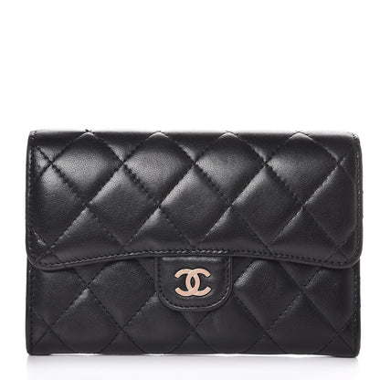 Chanel Lambskin Quilted Small Flap Wallet Black 1 of 11