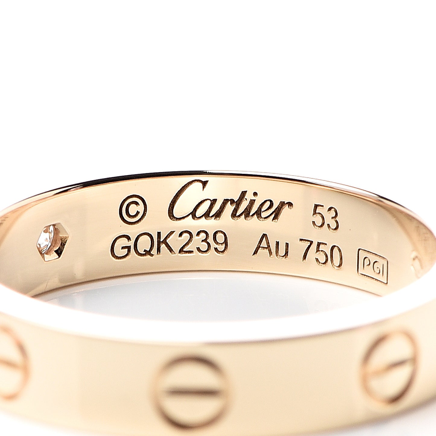 18K Yellow Gold Diamond 4mm LOVE Wedding Band Ring 53 6.25