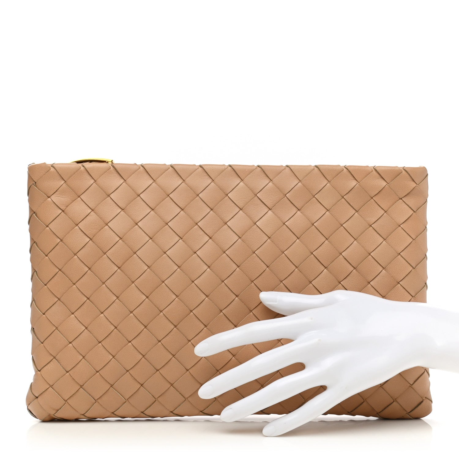 Bottega Veneta Nappa Intrecciato Large Flat Zip Pouch Beige 2 of 6