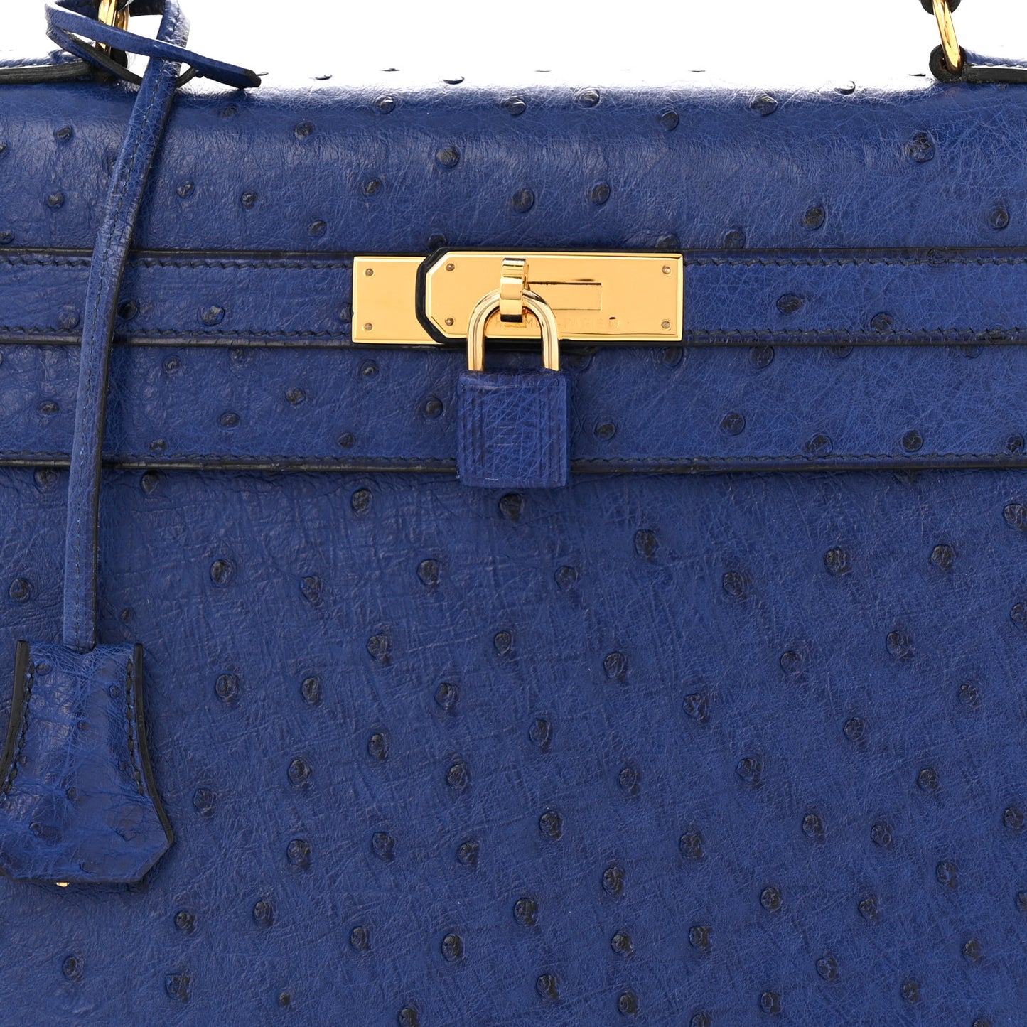 Ostrich Kelly Sellier 32 Bleu Iris