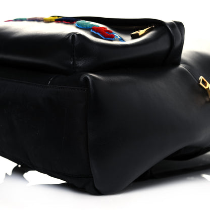 Versace Calfskin Embroidered Logo Backpack Black 8 of 16