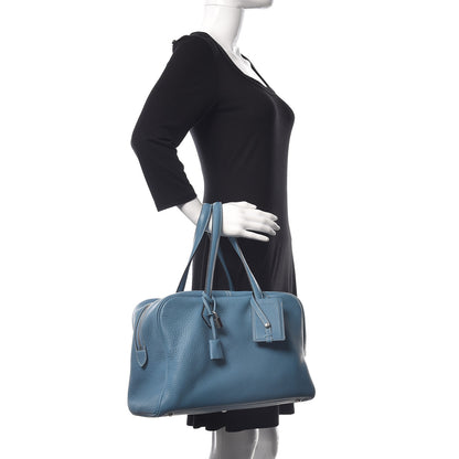Hermes Taurillon Clemence Victoria II 35 Blue Jean 2 of 18