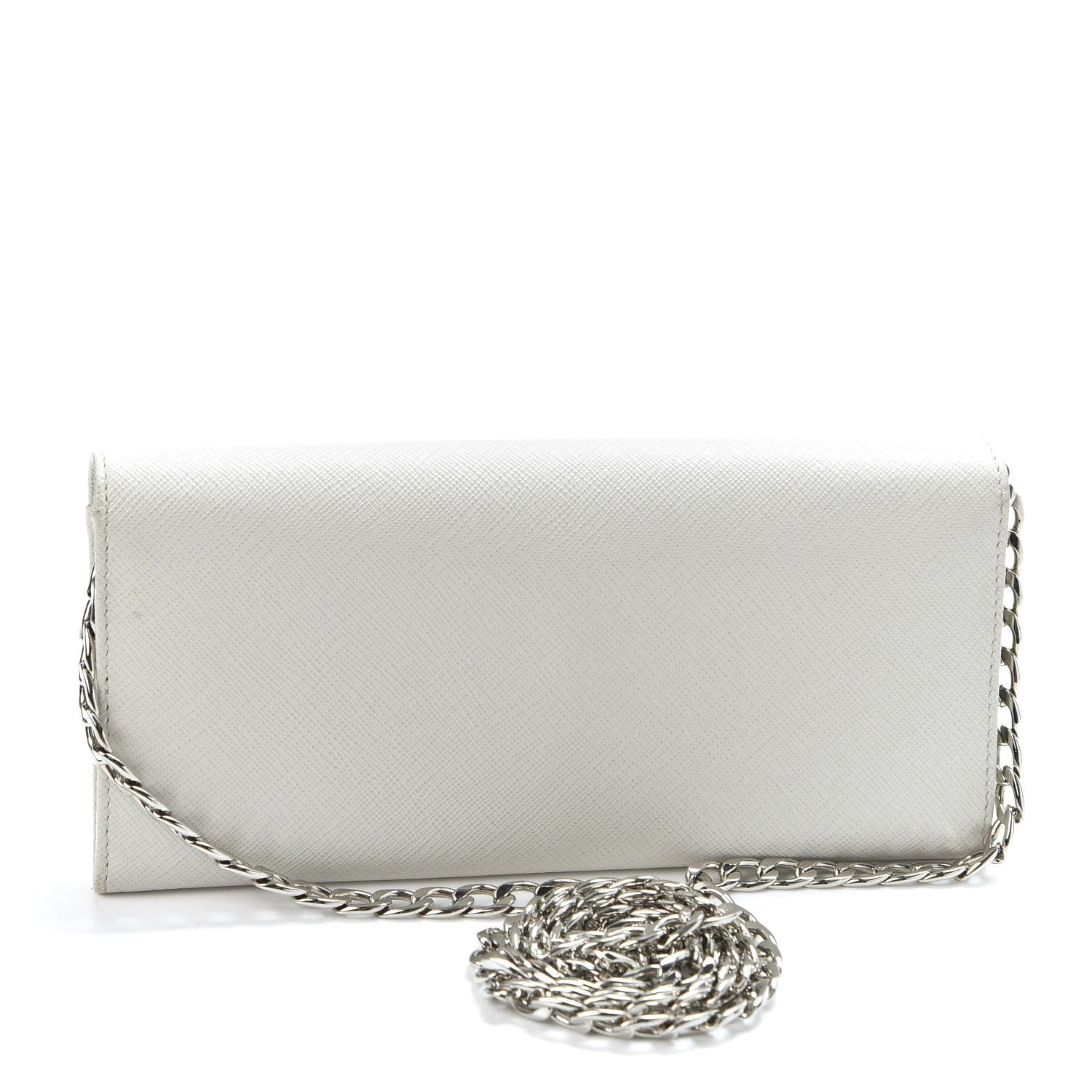 Prada Saffiano Bi-Color Chain Wallet Talco Black 2 of 9