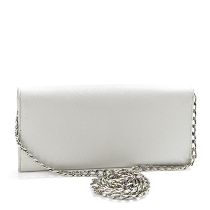 Prada Saffiano Bi-Color Chain Wallet Talco Black 2 of 9