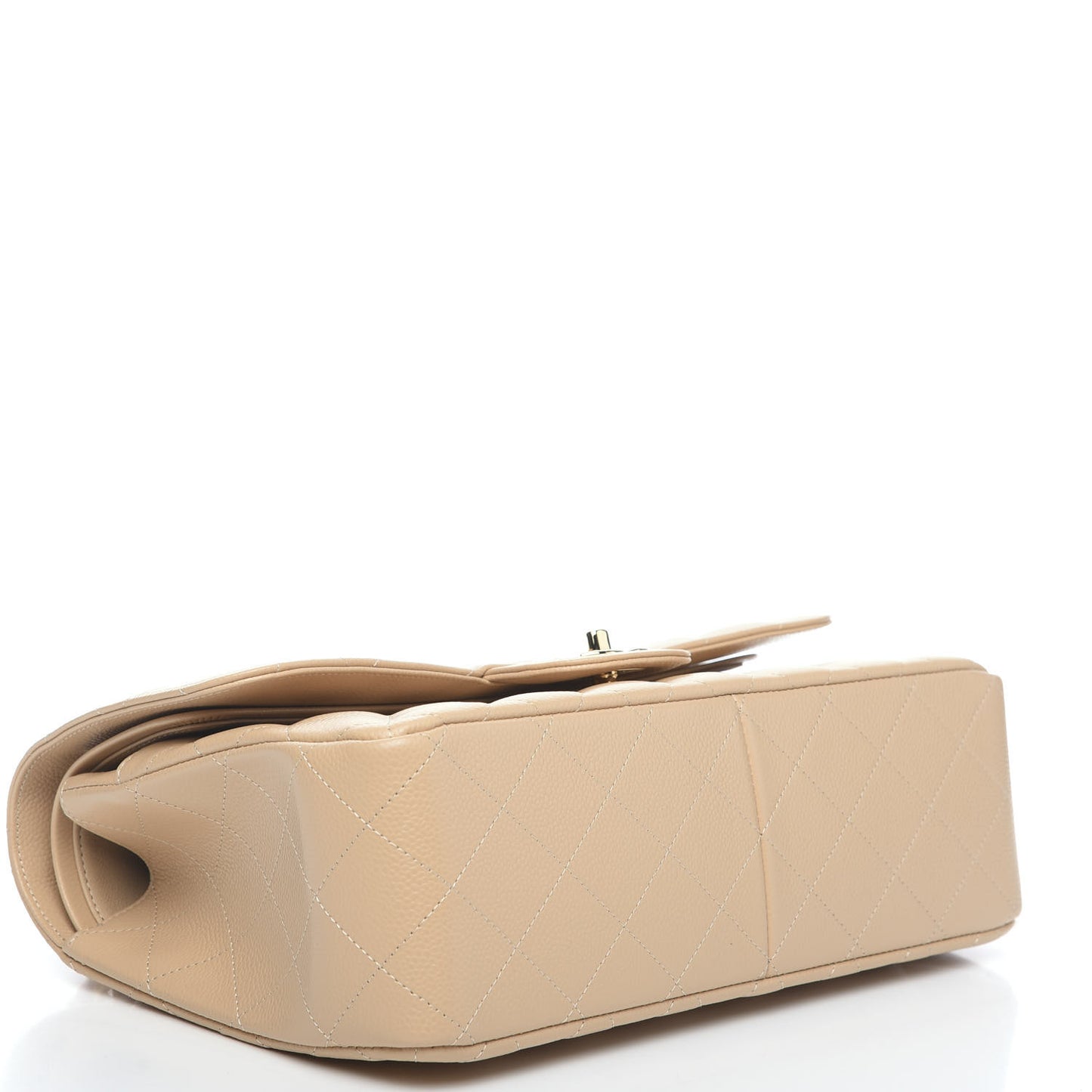 Caviar Quilted Jumbo Double Flap Beige Clair