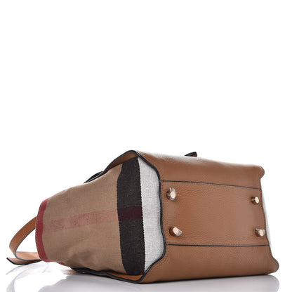Burberry Mega Check Grained Calfskin Medium Harcourt Satchel Saddle Brown 4 of 9