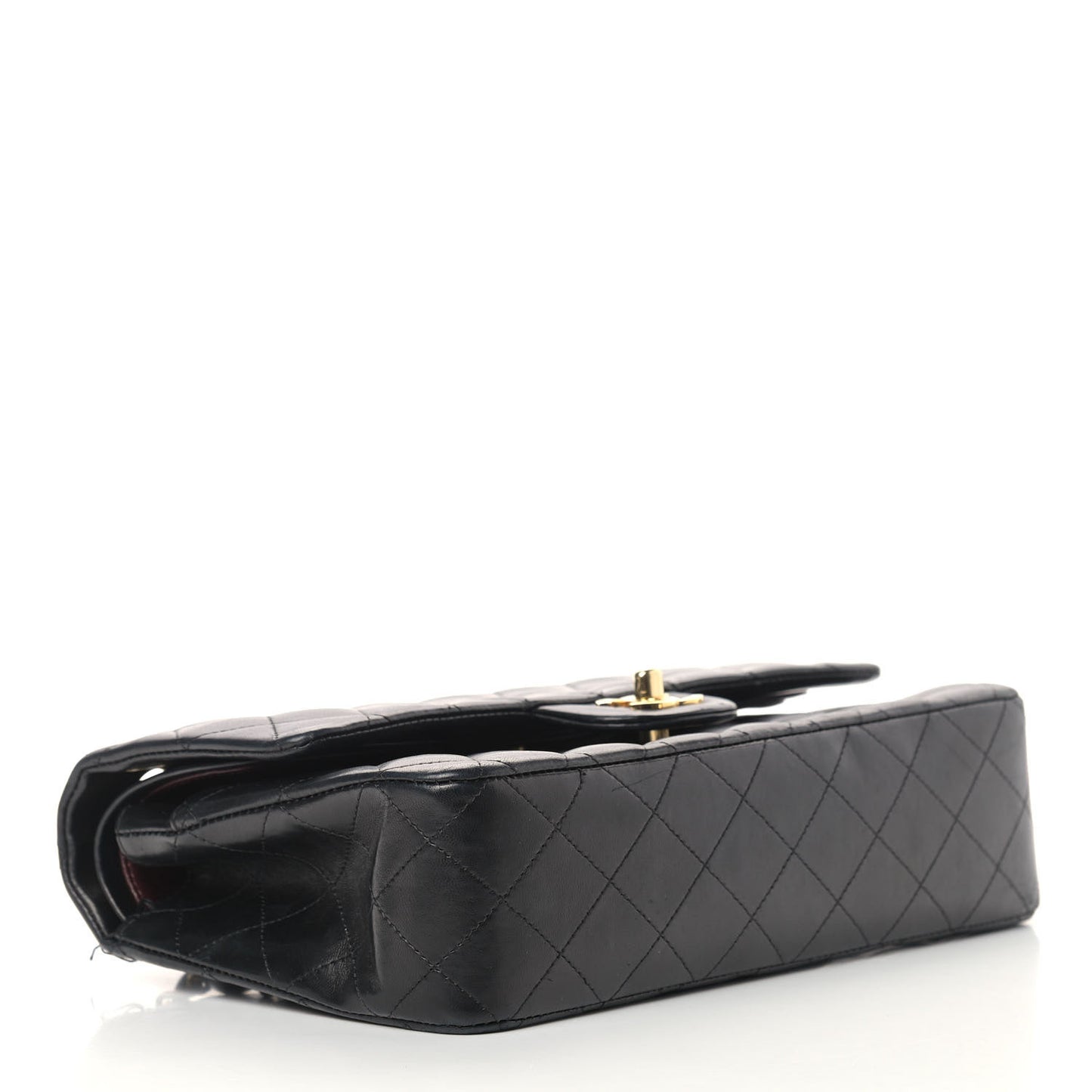 Lambskin Quilted Medium Double Flap Black